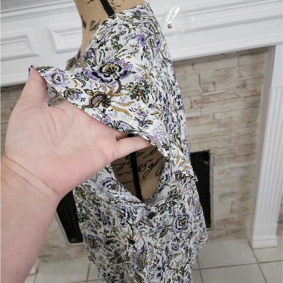 Jane & Delancey 100% cotton floral flutter sleeve boho paisley blouse plus 2X - Picture 6 of 8